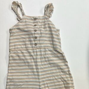 Rylee + Cru Striped Romper in Cream and Blue